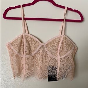 NWT Forever 21 pink lace crop top